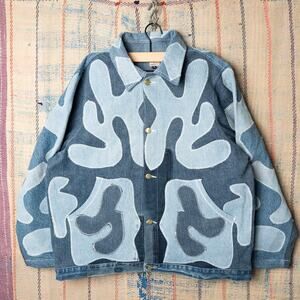 Custom upcycled patchwork denim jacket